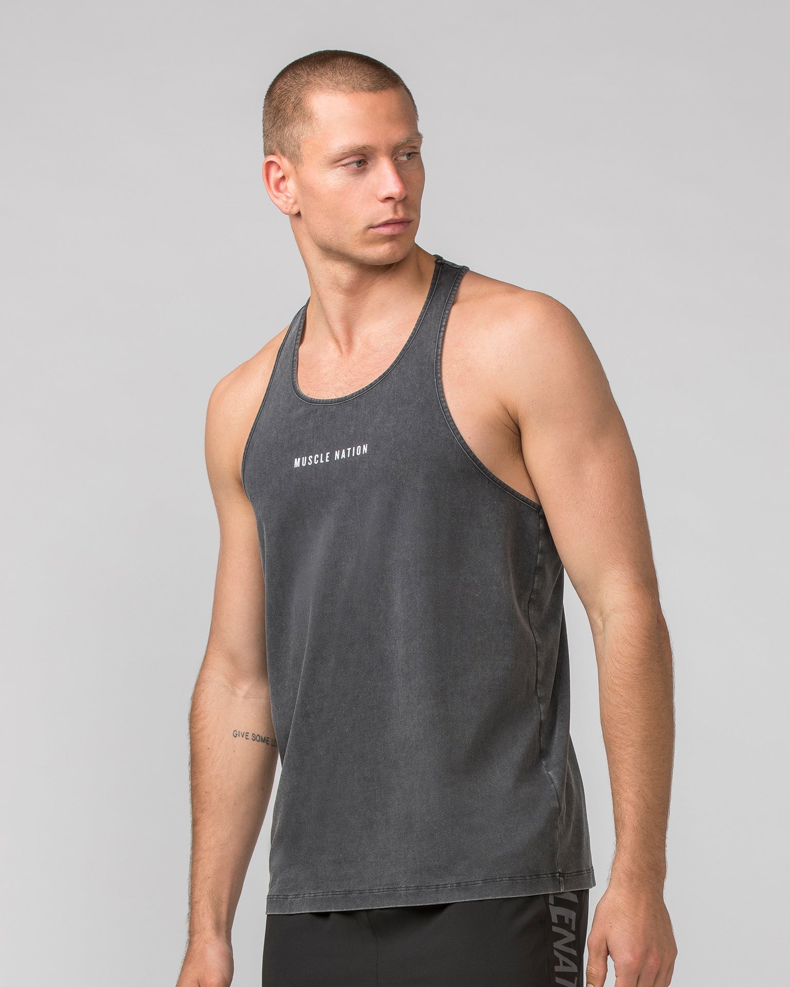 Muscle Nation Singlet Infinite Y Back Singlet - Washed Black