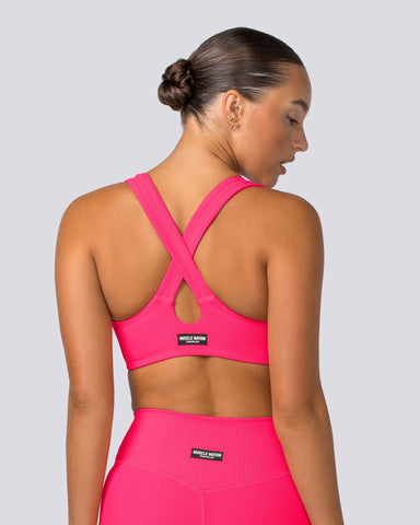 Muscle Nation Sports Bras Lush Rib Bralette - Neon Pink
