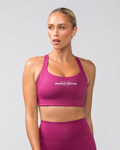 Movement One Shoulder Bralette - Strawberry Pink - Muscle Nation
