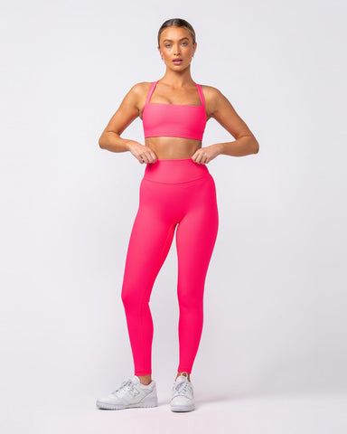 Muscle Nation Sports Bras Twist Rib Bra - Neon Pink