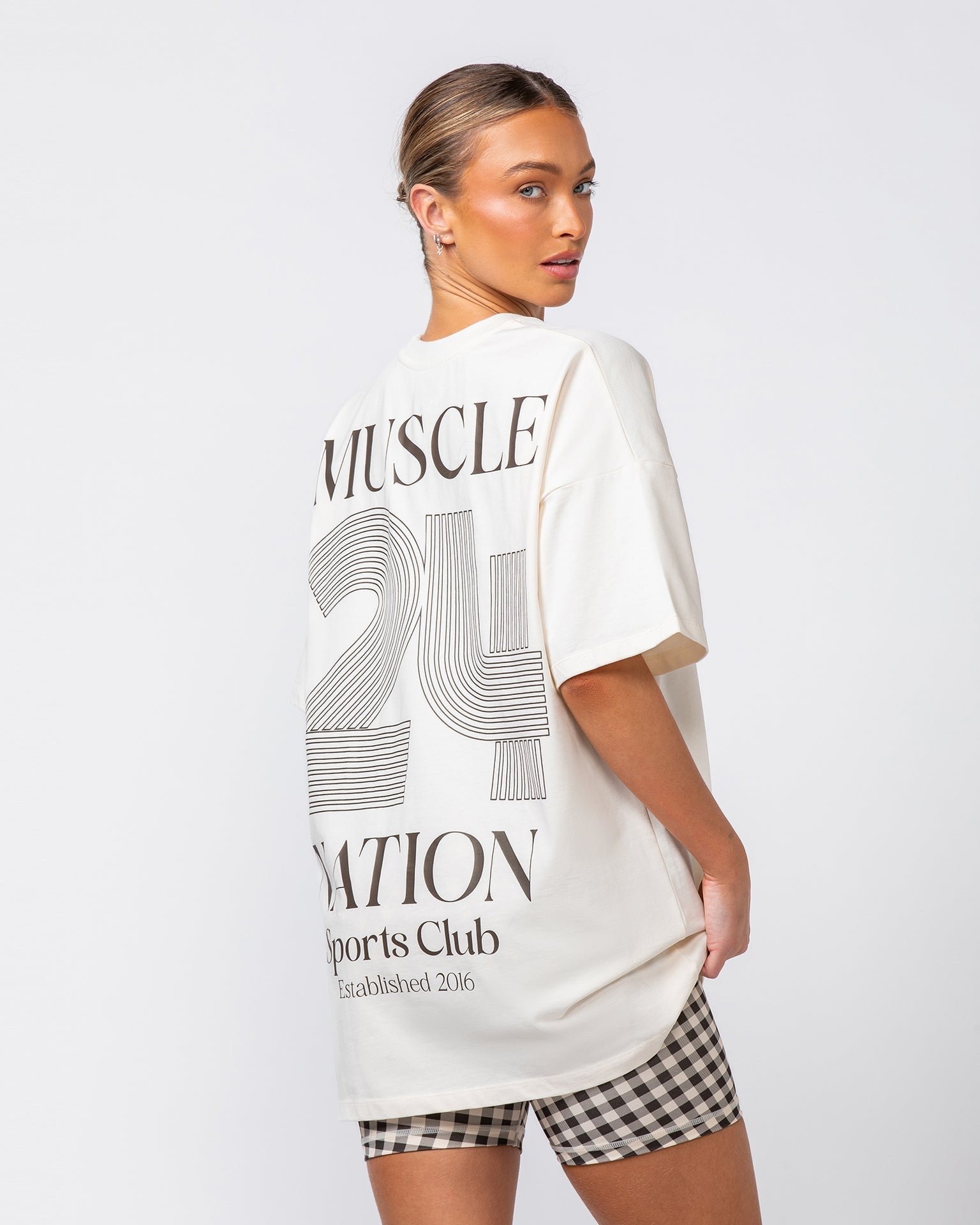 Muscle Nation T-Shirts College Oversized Tee - Travertine