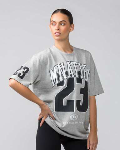 Muscle Nation T-Shirts Fast Break Oversized Pump Cover - Light Grey Marl