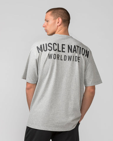 Muscle Nation T-Shirts MNation Worldwide Pump Cover - Light Grey Marl / Black