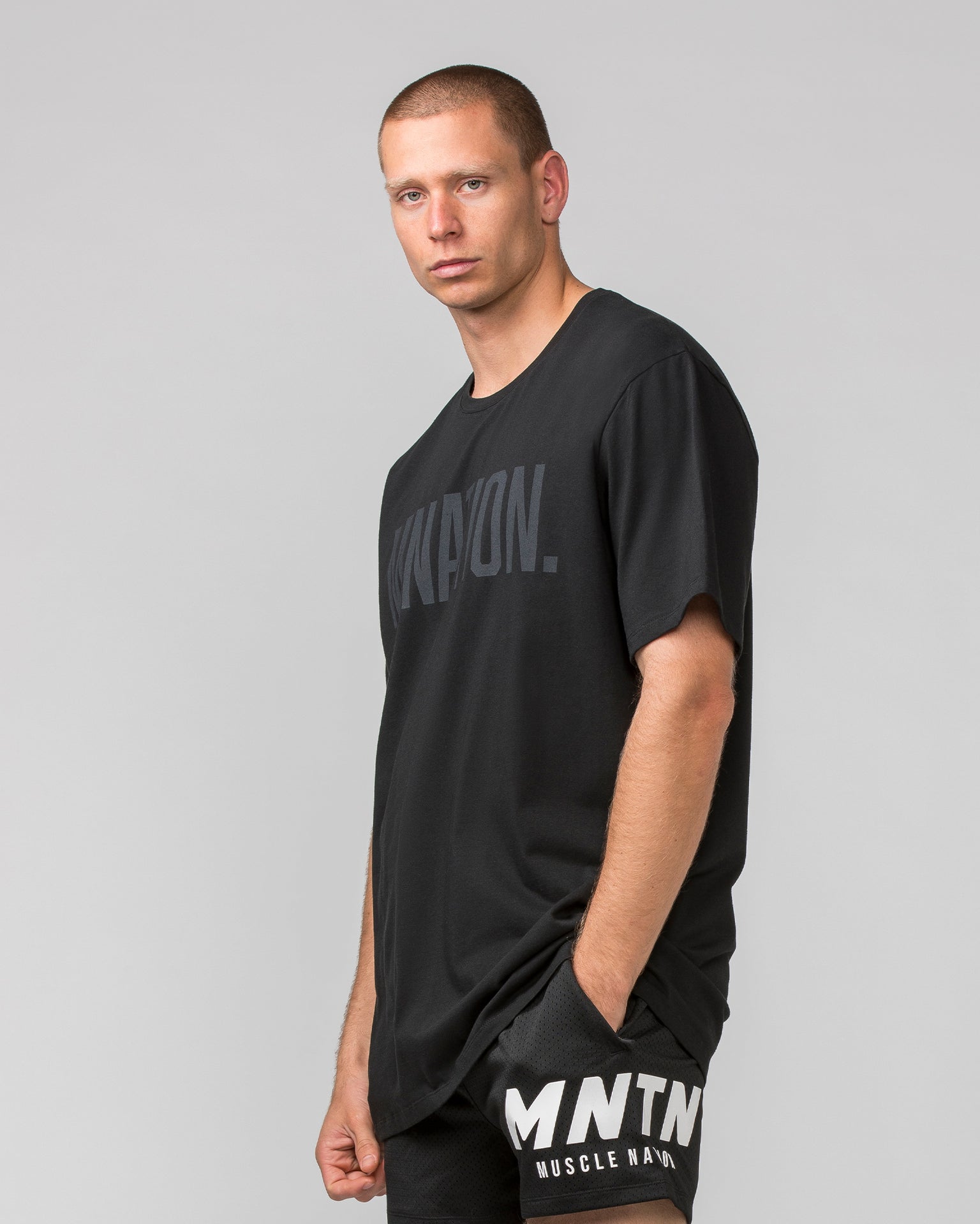 Muscle Nation T-Shirts Oversized Tonal Tee - Black