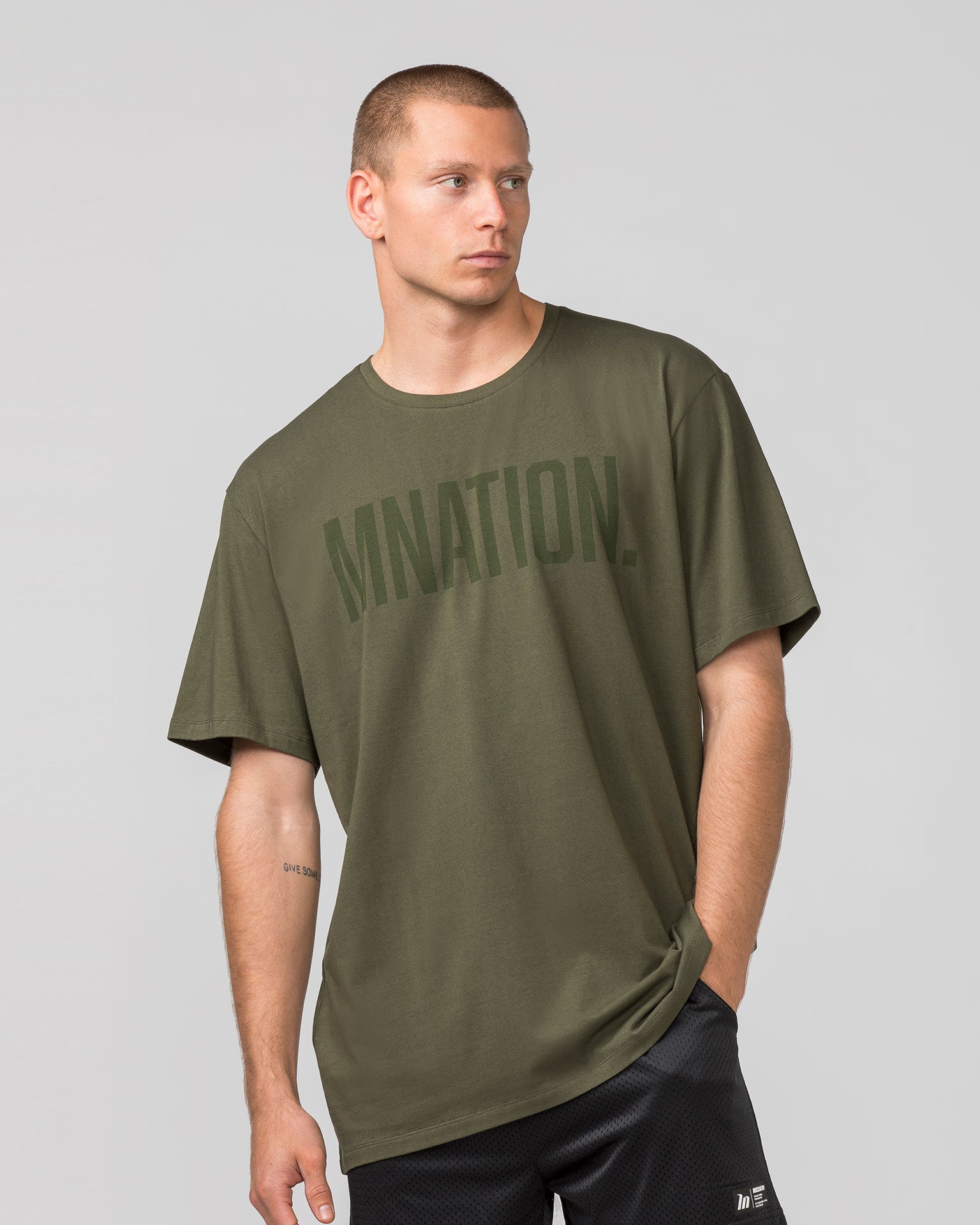 Muscle Nation T-Shirts Oversized Tonal Tee - Dark Khaki