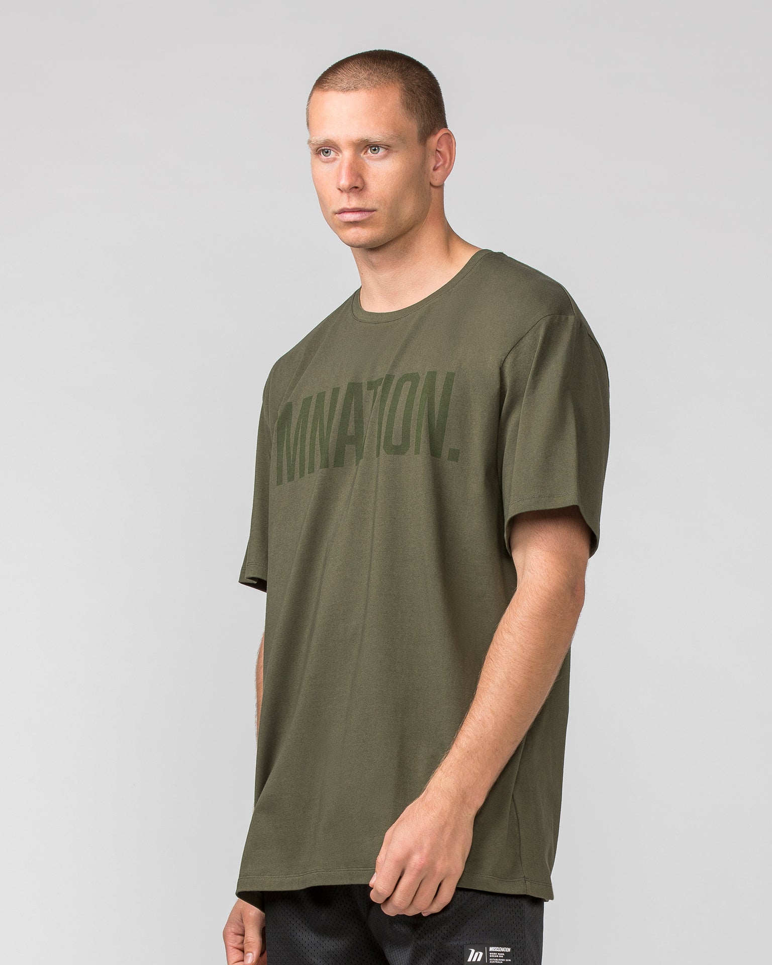 Muscle Nation T-Shirts Oversized Tonal Tee - Dark Khaki