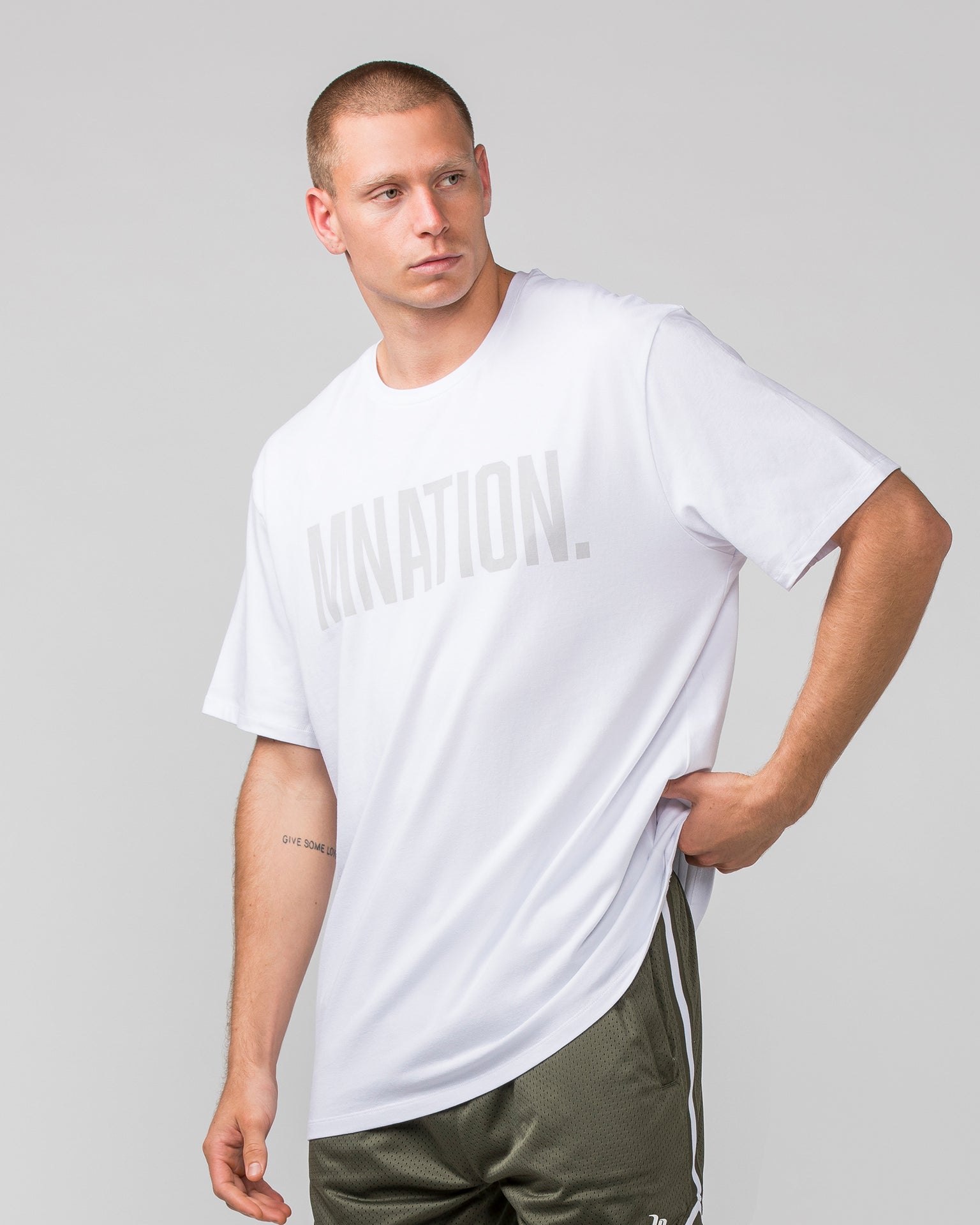 Muscle Nation T-Shirts Oversized Tonal Tee - White