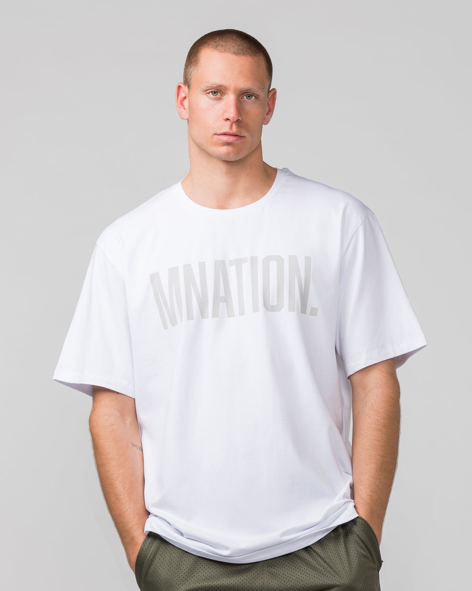 Muscle Nation T-Shirts Oversized Tonal Tee - White