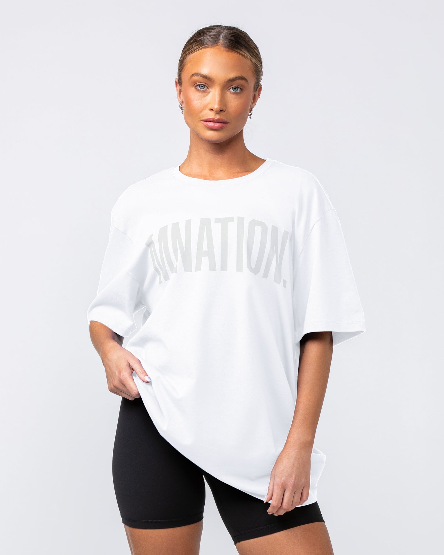 Muscle Nation T-Shirts Oversized Tonal Tee - White