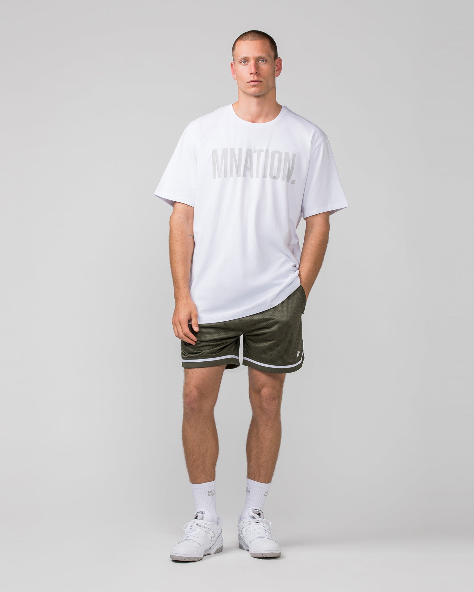 Muscle Nation T-Shirts Oversized Tonal Tee - White