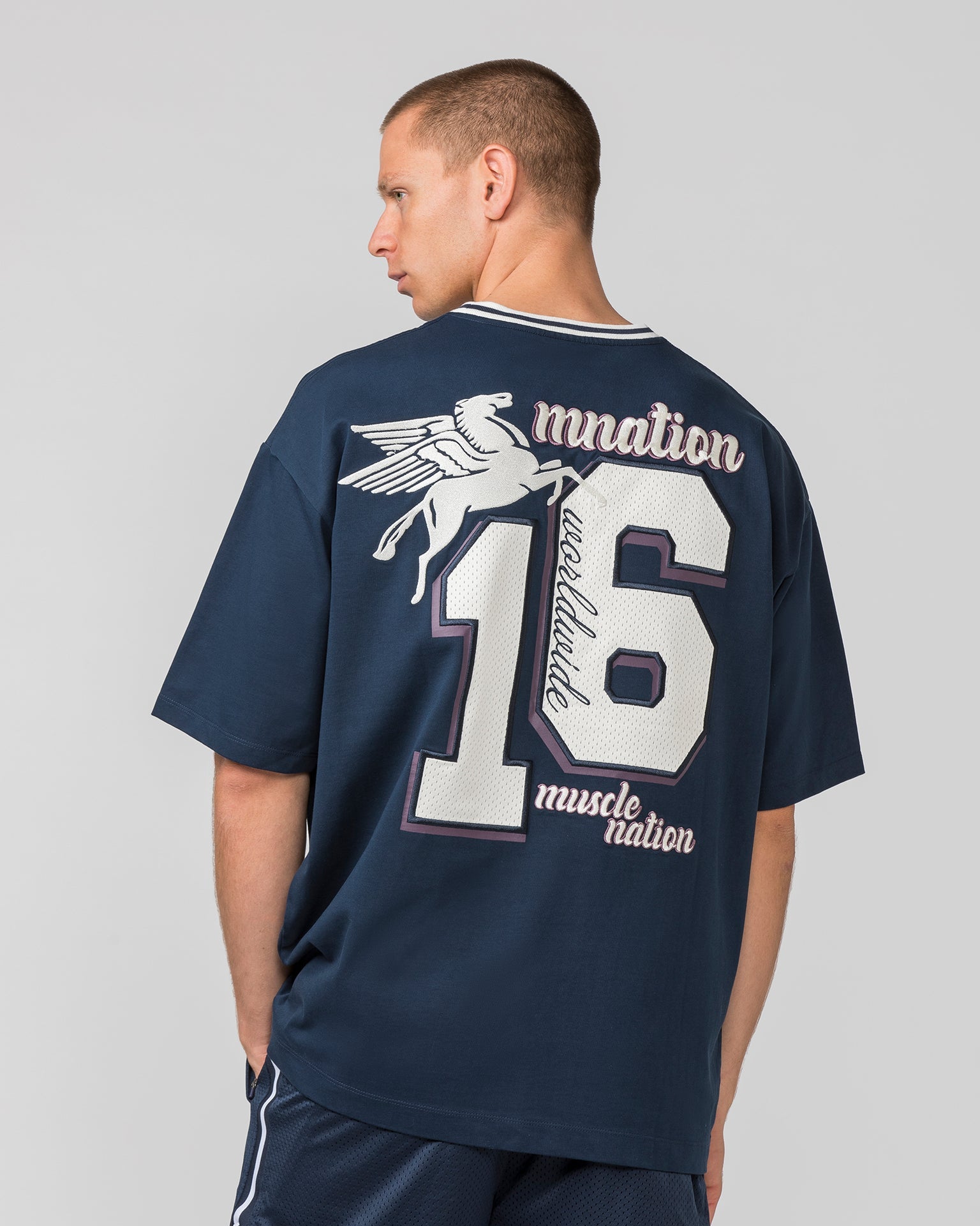 Muscle Nation T-Shirts Retro Oversized Tee - Navy