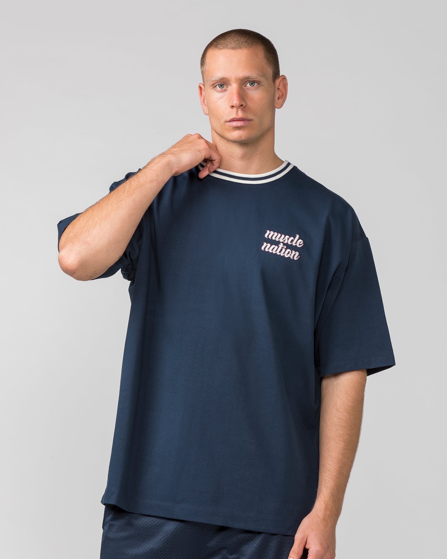 Muscle Nation T-Shirts Retro Oversized Tee - Navy