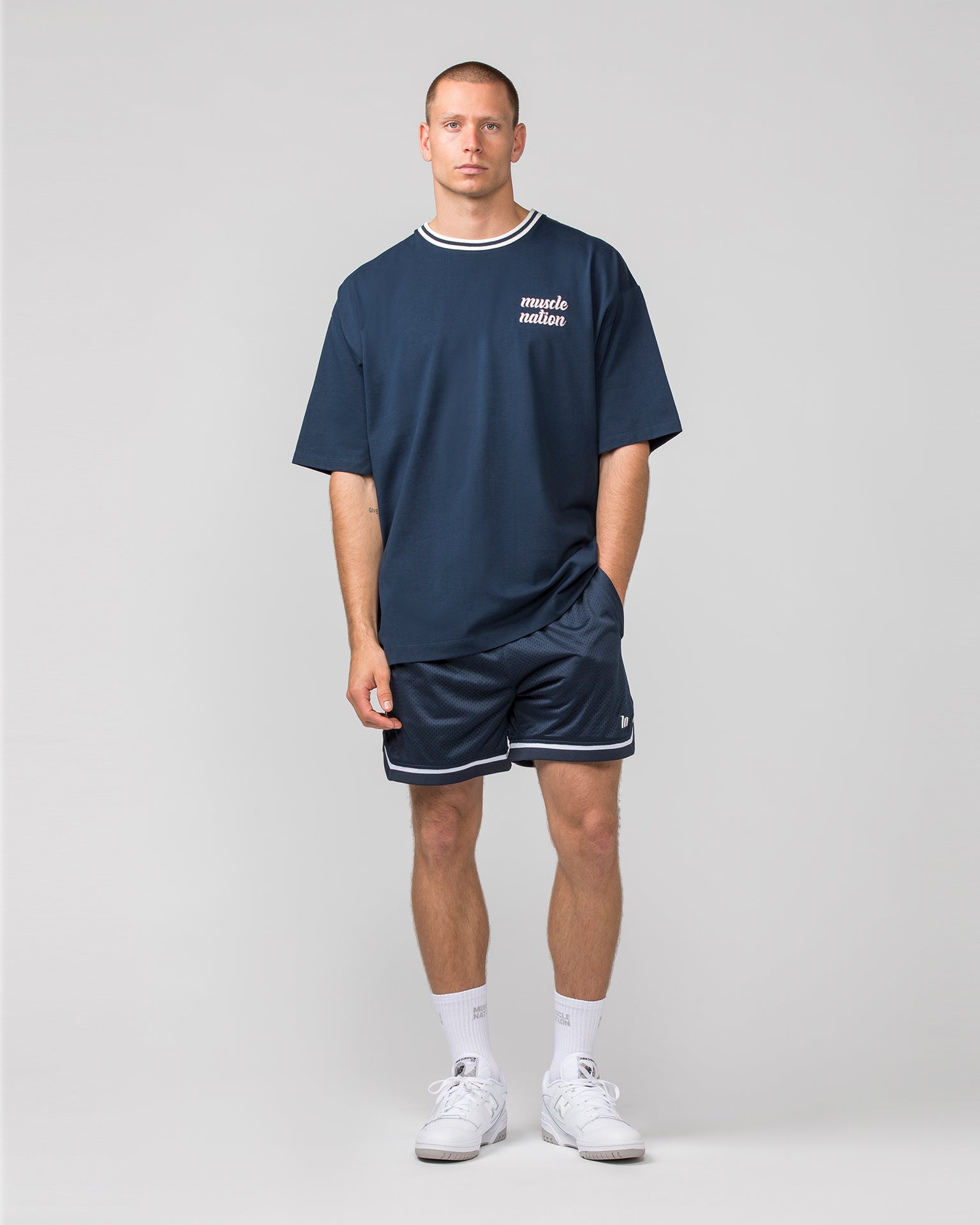 Muscle Nation T-Shirts Retro Oversized Tee - Navy