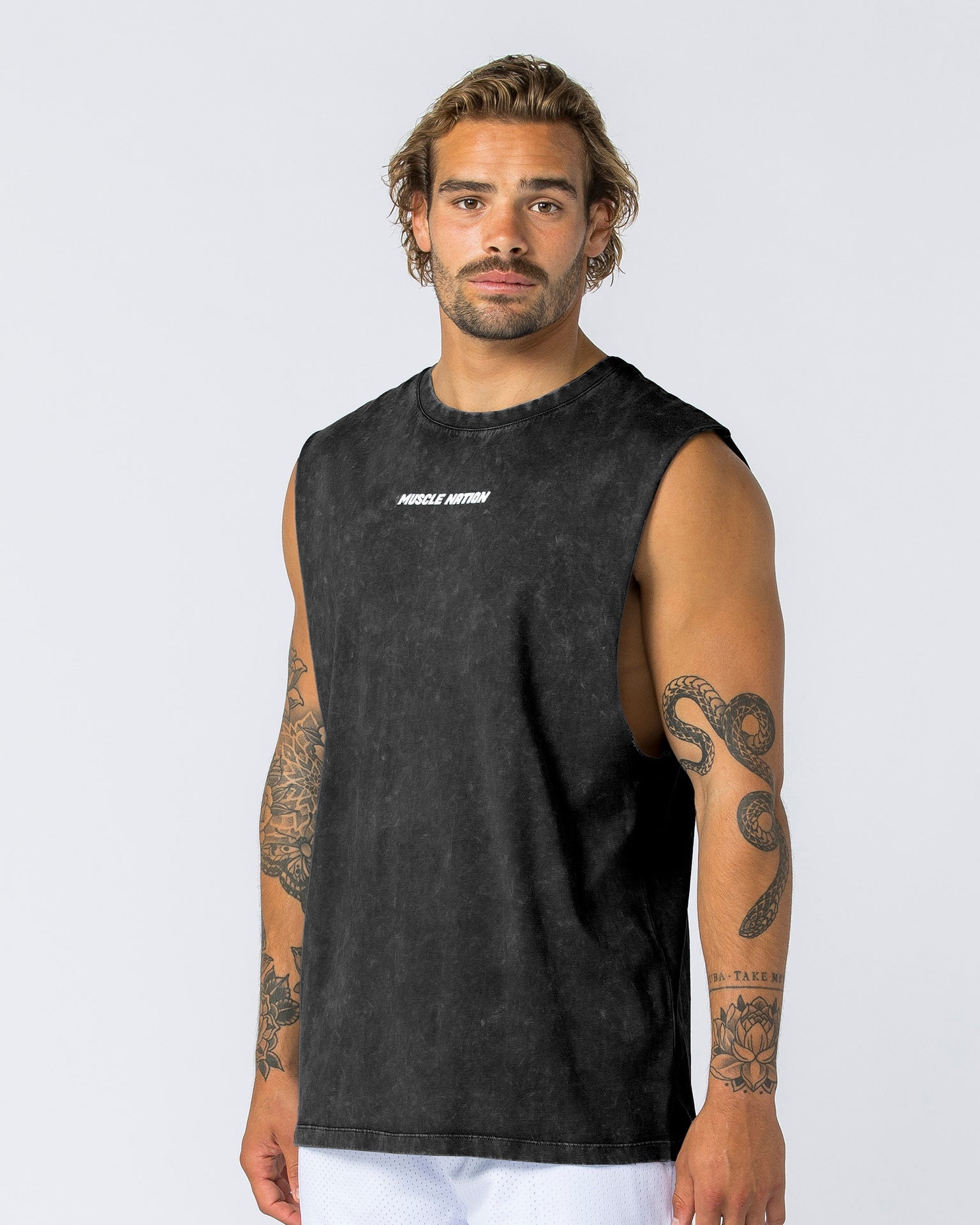 Muscle Nation Tank Tops Boxy Vintage Tank - Washed Black