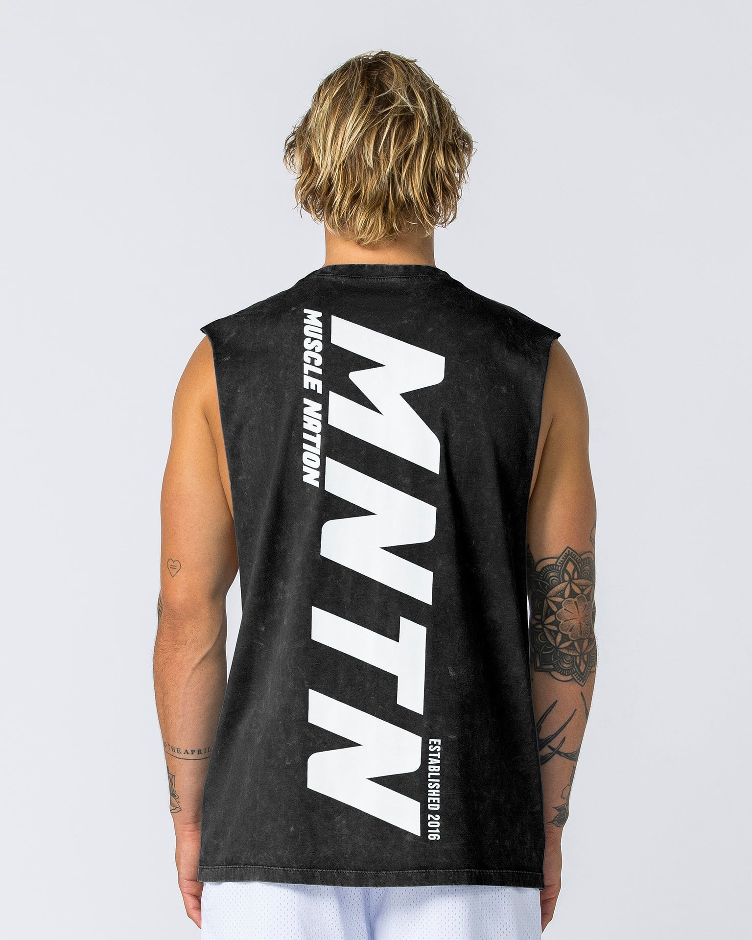 Muscle Nation Tank Tops Boxy Vintage Tank - Washed Black