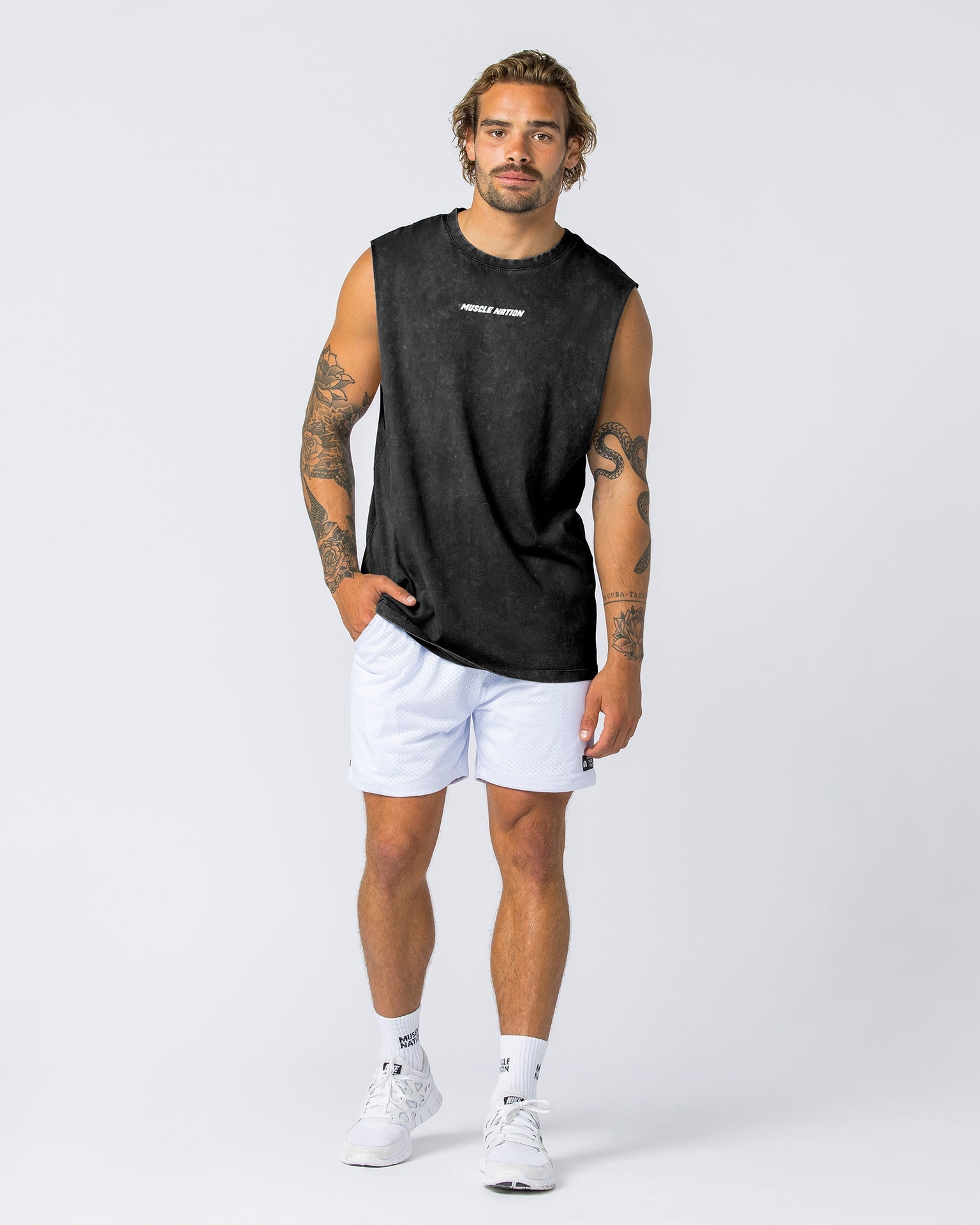 Muscle Nation Tank Tops Boxy Vintage Tank - Washed Black