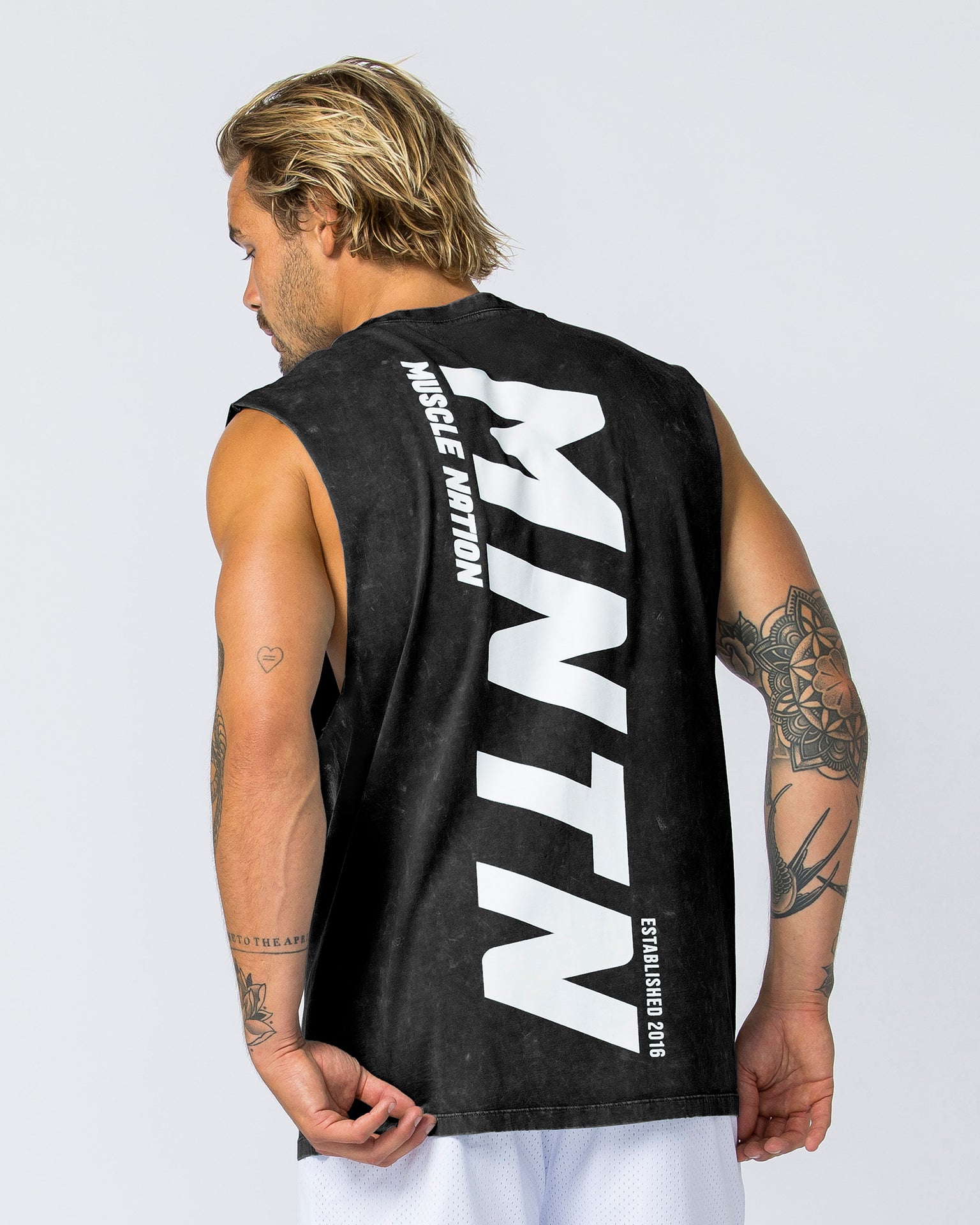 Muscle Nation Tank Tops Boxy Vintage Tank - Washed Black