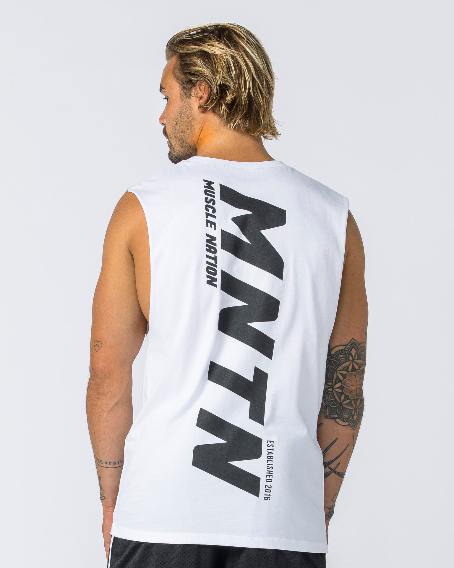 Muscle Nation Tank Tops Boxy Vintage Tank - Washed White