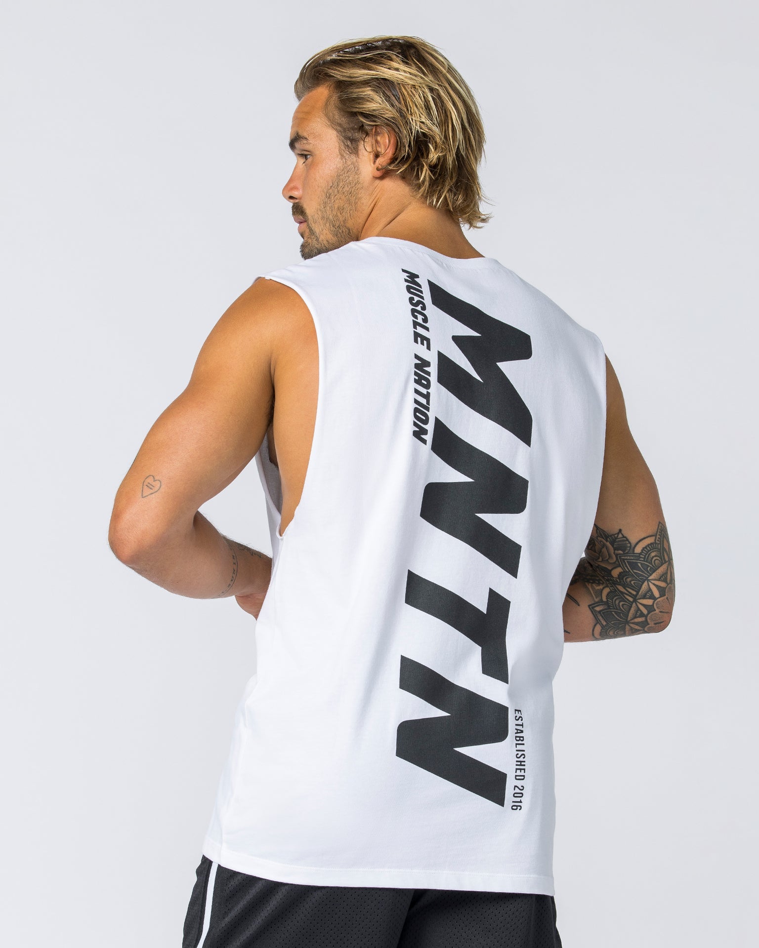 Muscle Nation Tank Tops Boxy Vintage Tank - Washed White