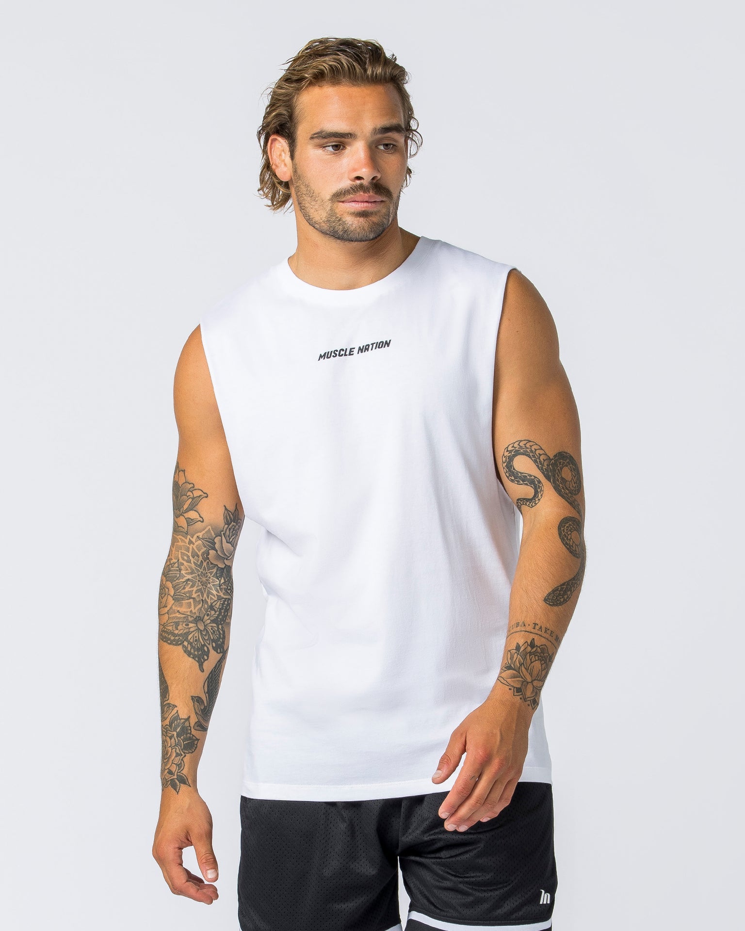 Muscle Nation Tank Tops Boxy Vintage Tank - Washed White