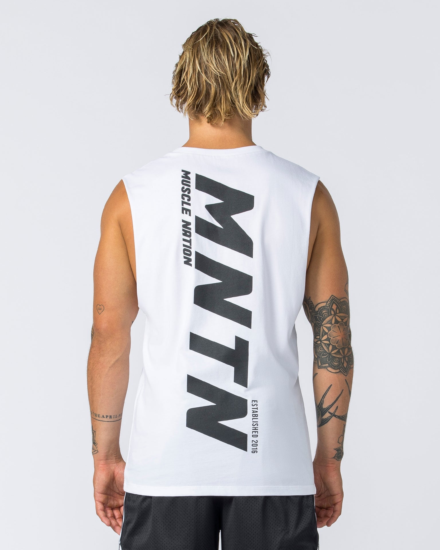 Muscle Nation Tank Tops Boxy Vintage Tank - Washed White