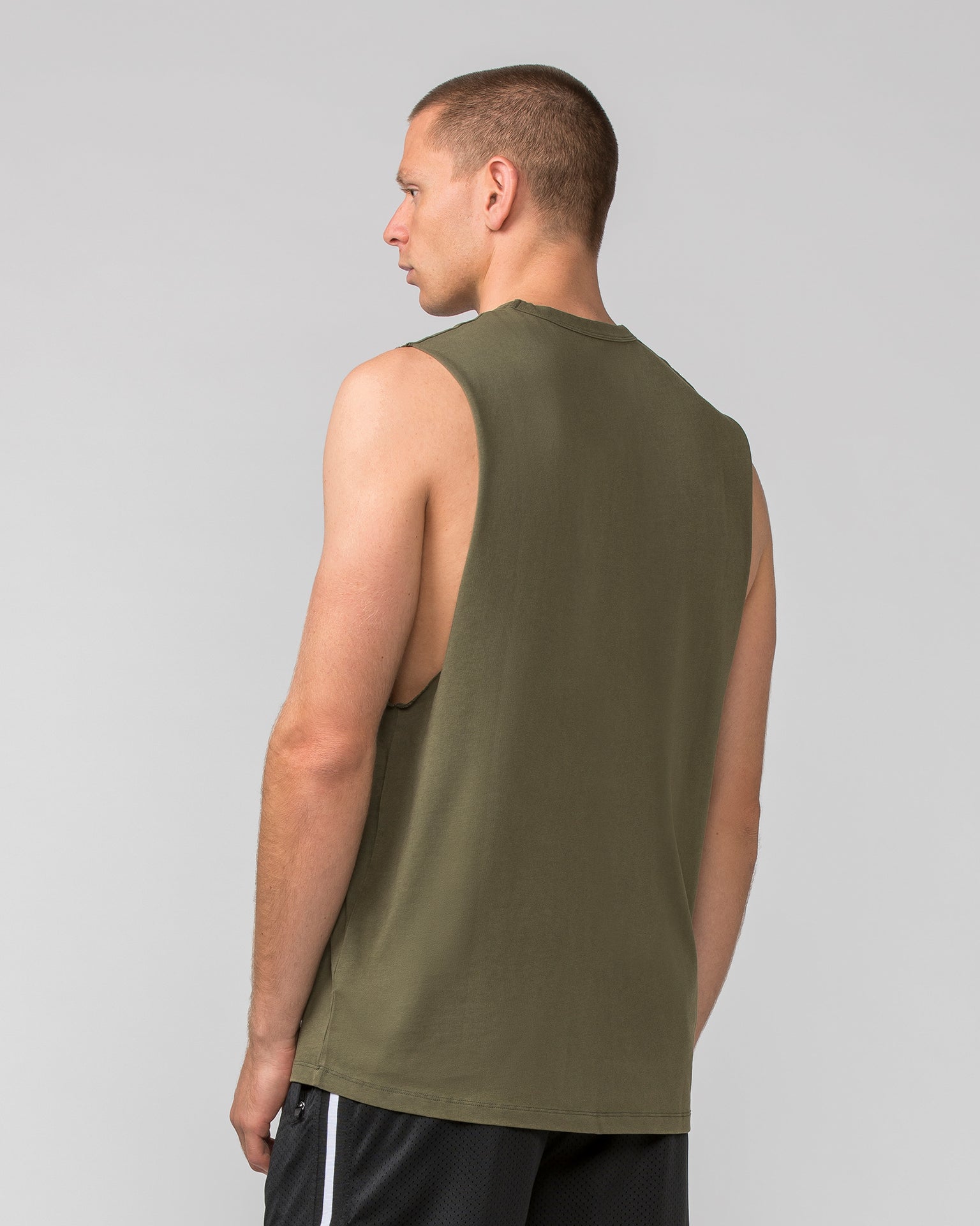 Muscle Nation Tank Tops Ease Drop Arm Heavy Vintage Tank - Washed Dark Khaki