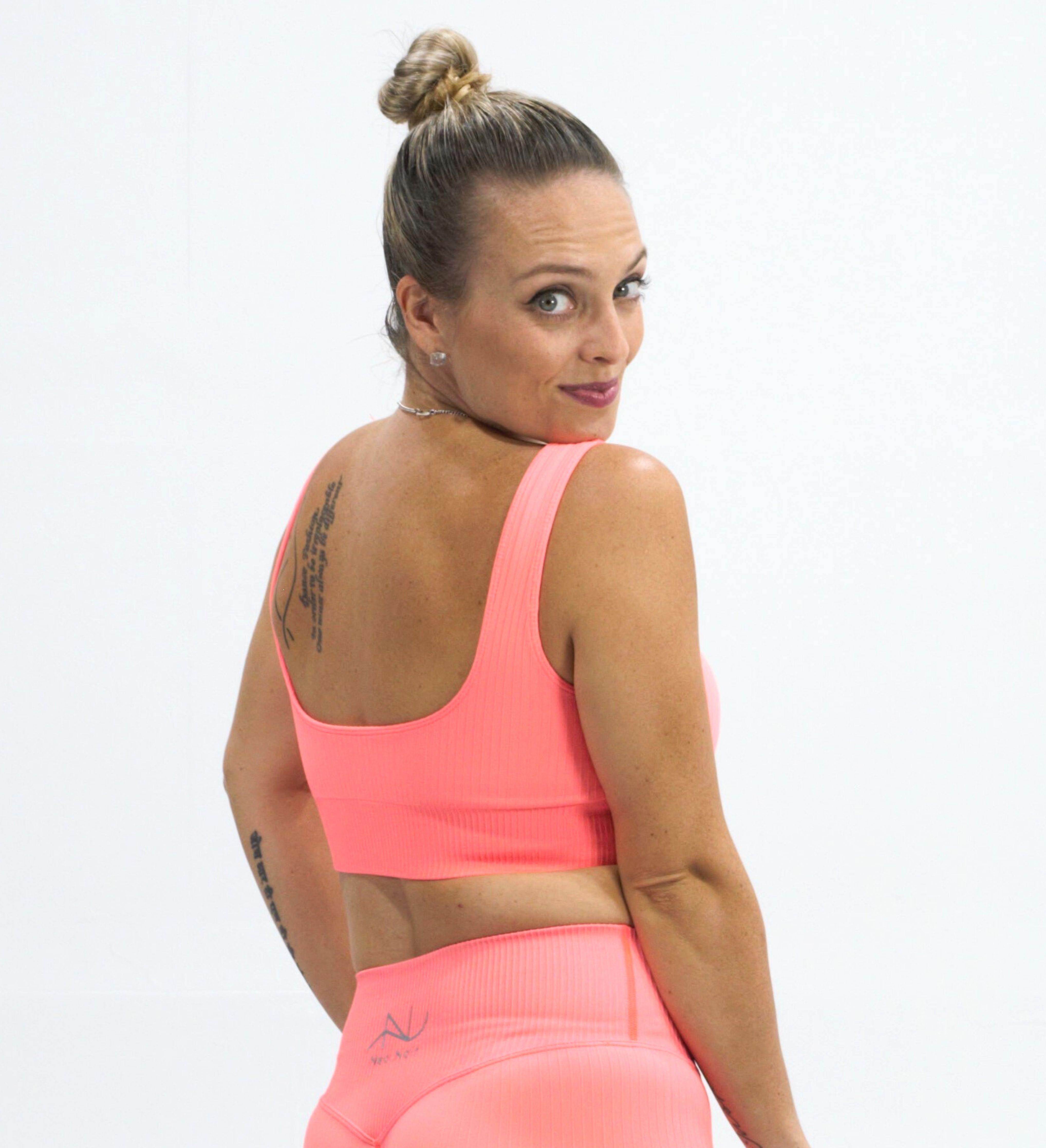 Neo Noir Activewear Crop Seamless Ribbed Crop Fluro Orange