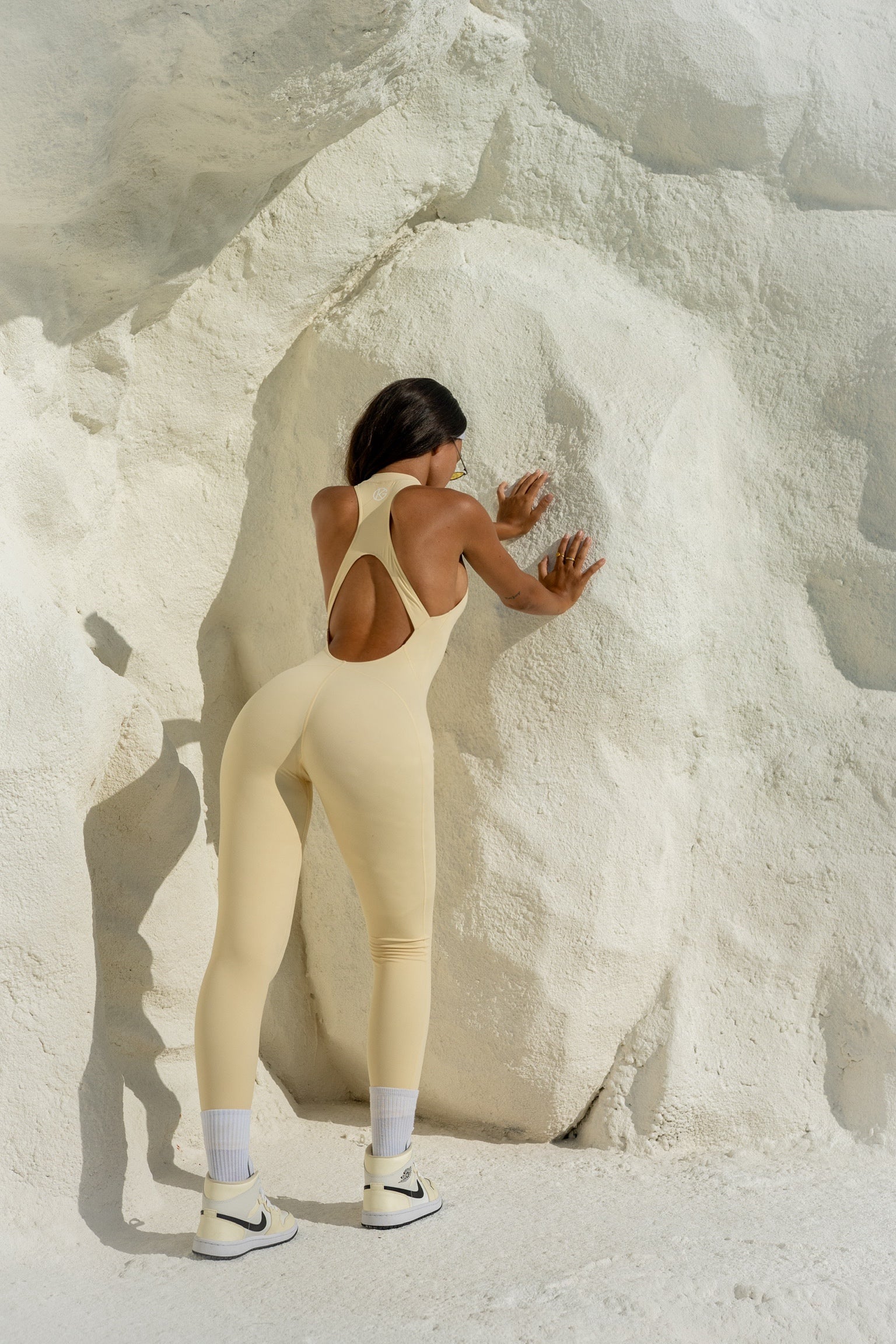 cream activewear jumpsuit