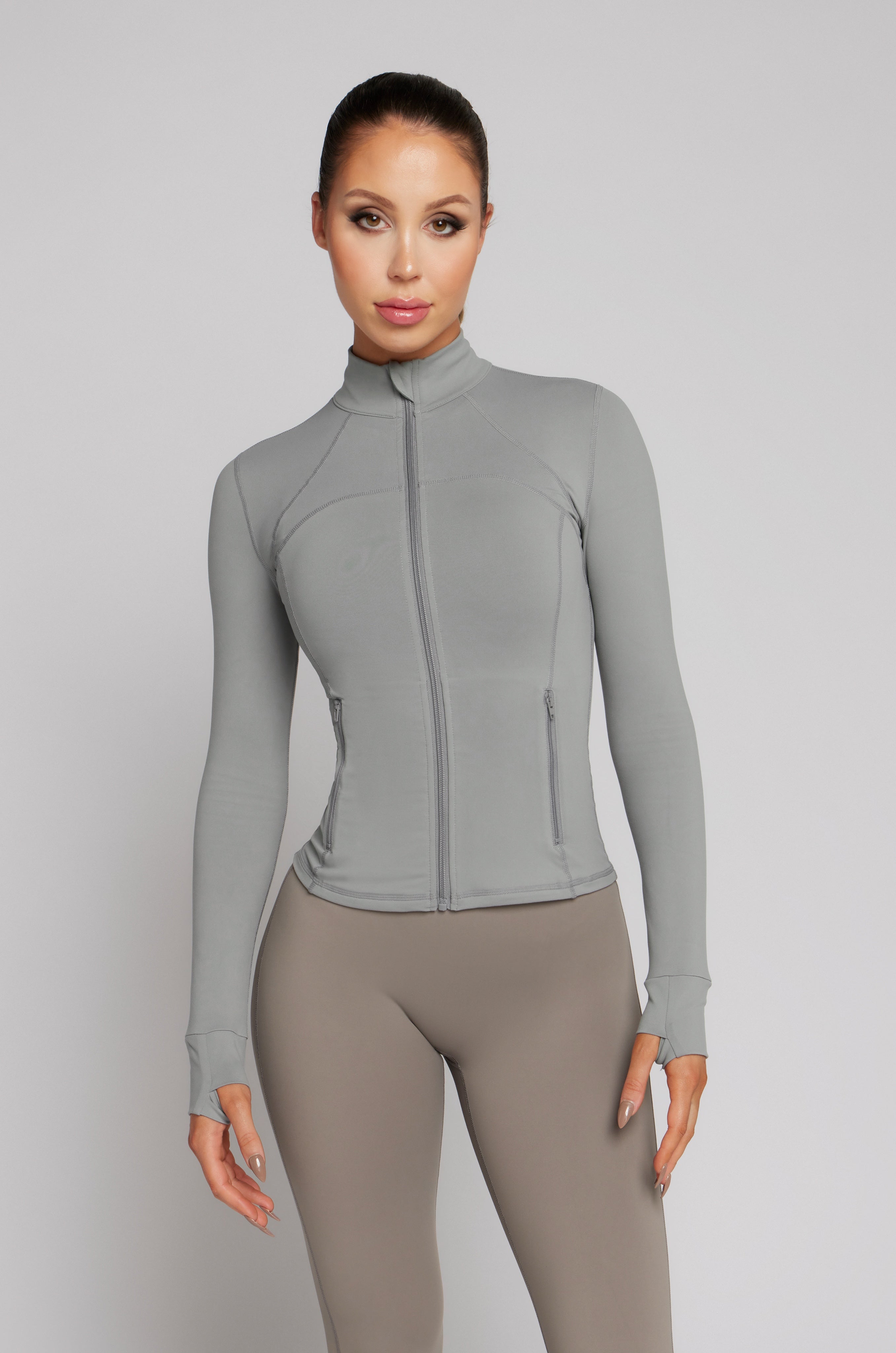 Zip Up BBL Jacket Light Grey | Kate Galliano Activewear