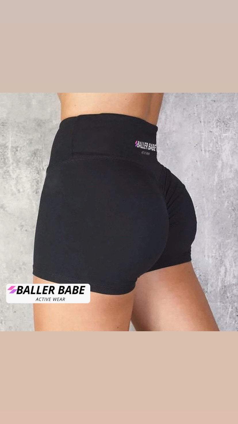 Baller Babe's signature scrunch womens Leggings - SOLID Black