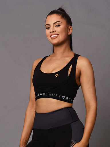 Beast & Beauty - Activewear + Gym Gear Sports Bra 2 Tone Black and Black