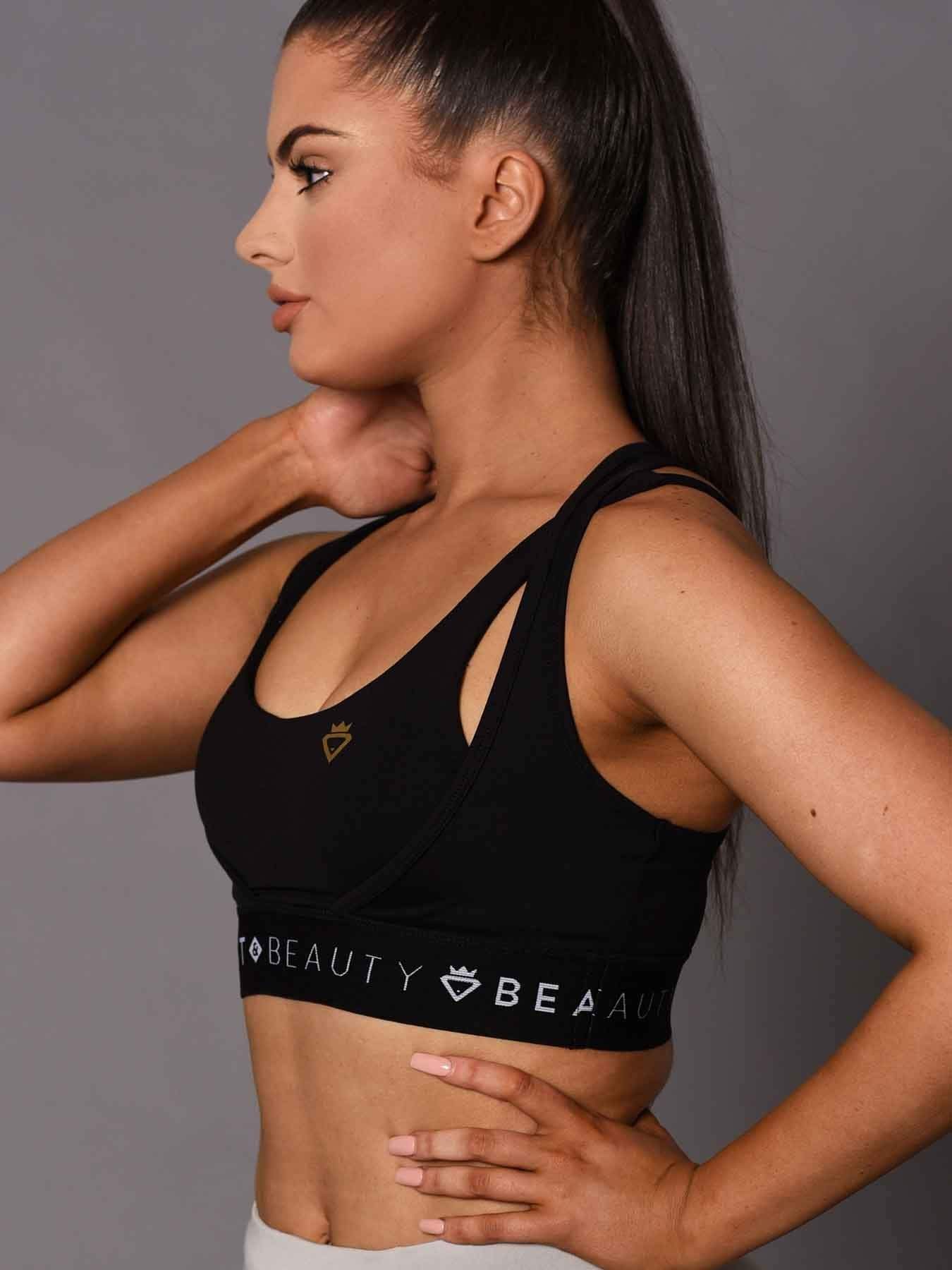 Beast & Beauty - Activewear + Gym Gear Sports Bra 2 Tone Black and Black