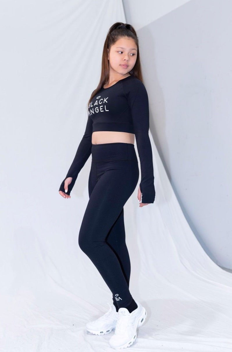 BLACK ANGEL Crop Top MIDNIGHT LONG SLEEVE