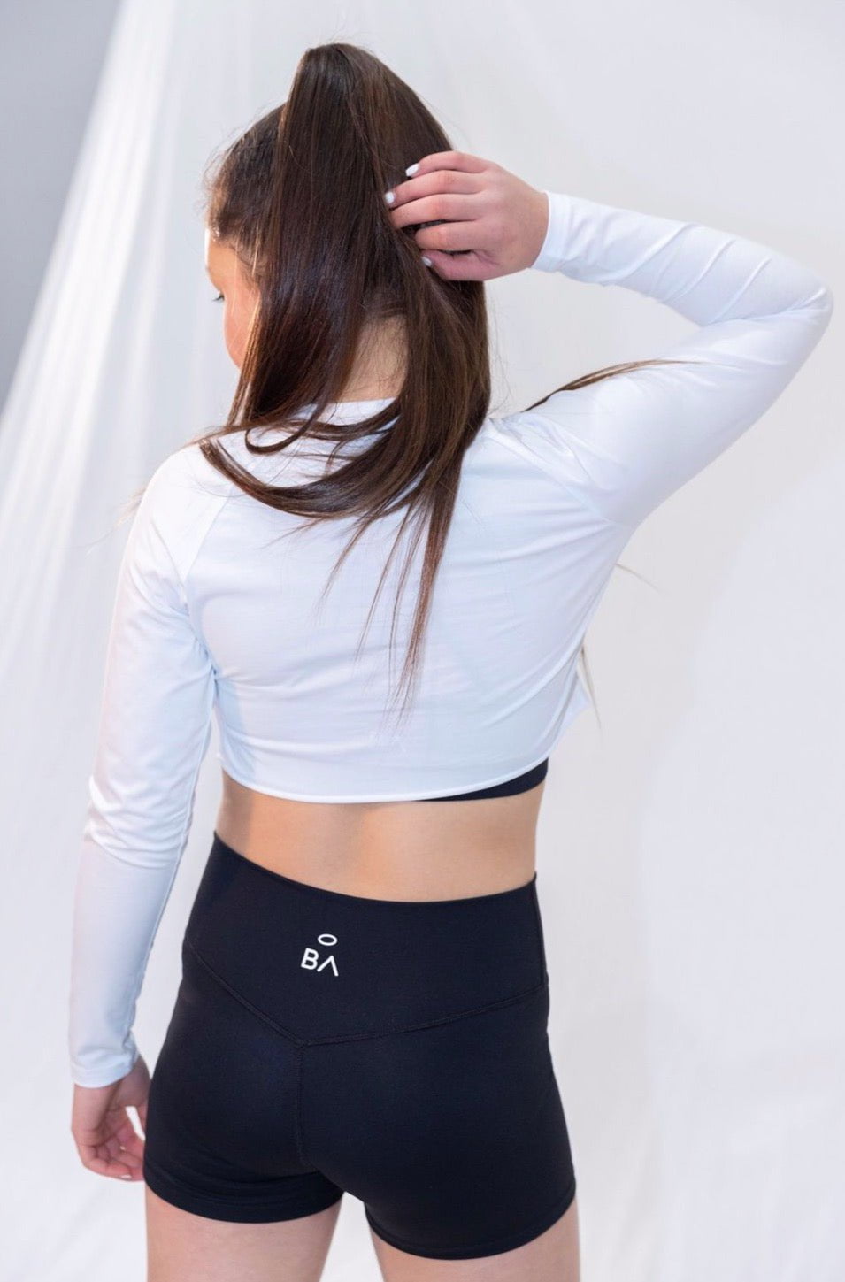 BLACK ANGEL Crop Top ORIGINAL WHITE LONG SLEEVE