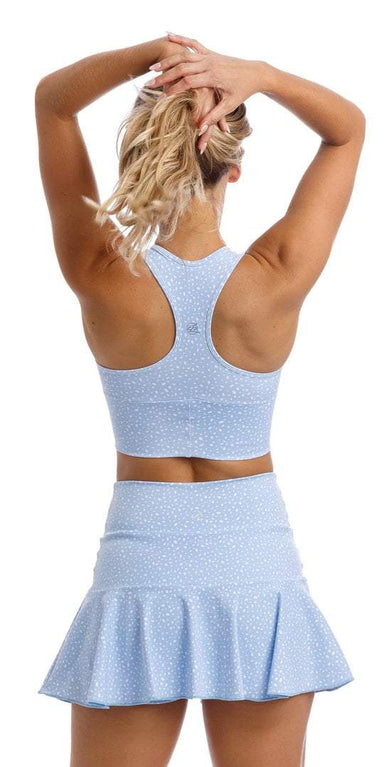 Carra Lee Active Crop Top Blue Cloud Star Dust Body Luxe Racer Back Bra