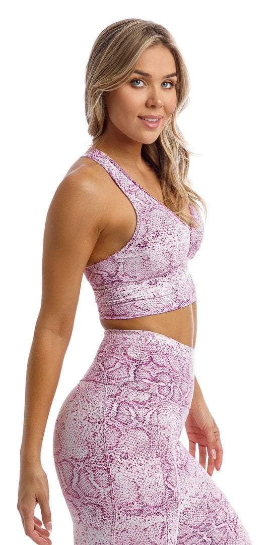 Carra Lee Active Crop Top Pink Snake Eco Racer Back Bra