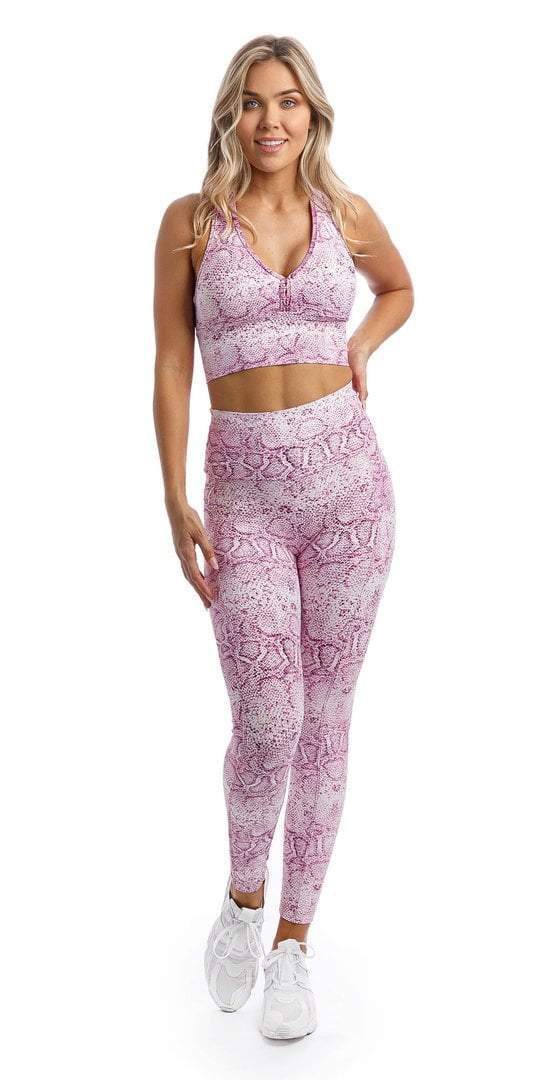 Carra Lee Active Crop Top Pink Snake Eco Racer Back Bra