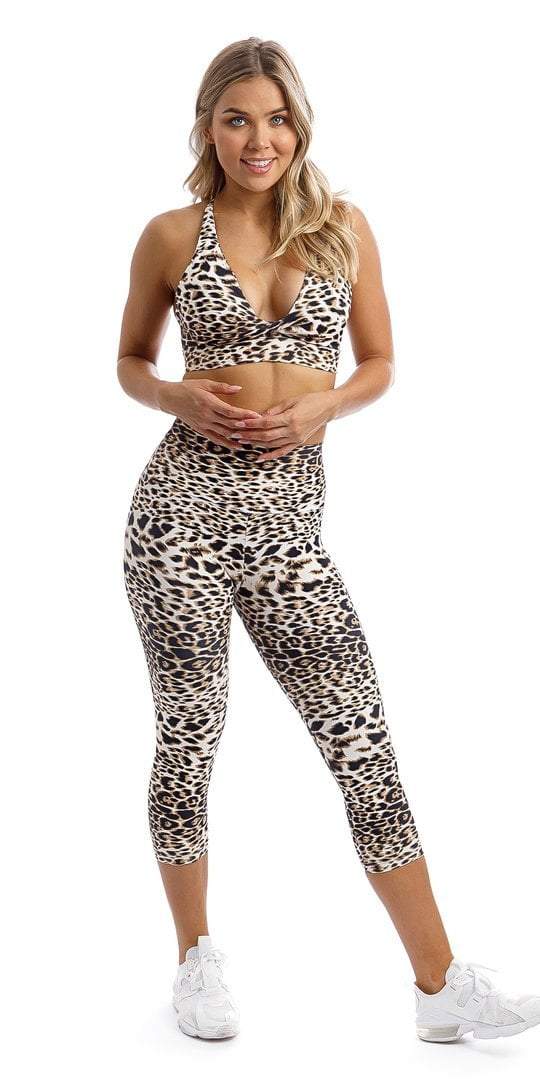 Carra Lee Active Crop Tops White Cheetah Infinity Bra