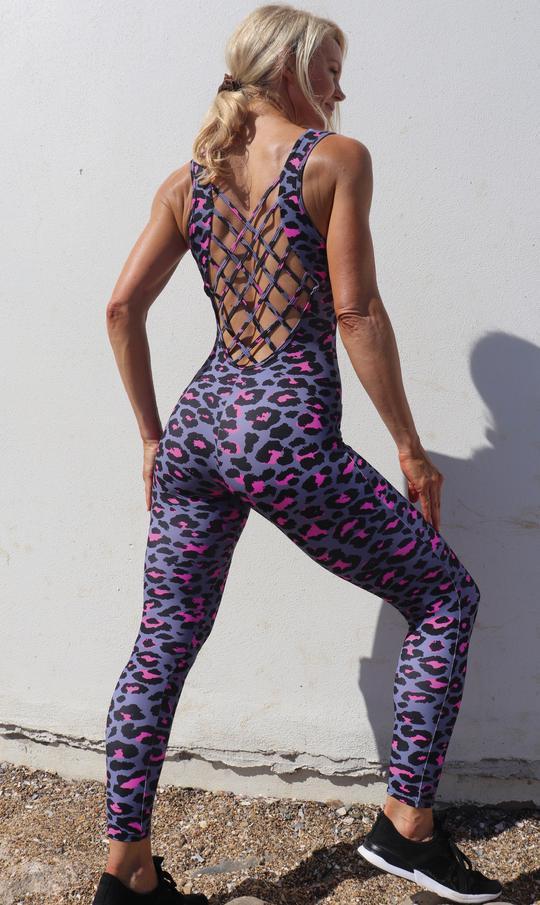 Carra Lee Active Dress Pink Leopard Unitard