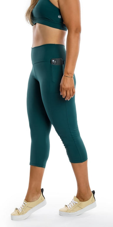 Carra Lee Active Leggings Teal Body Luxe Capri Leggings with Pockets