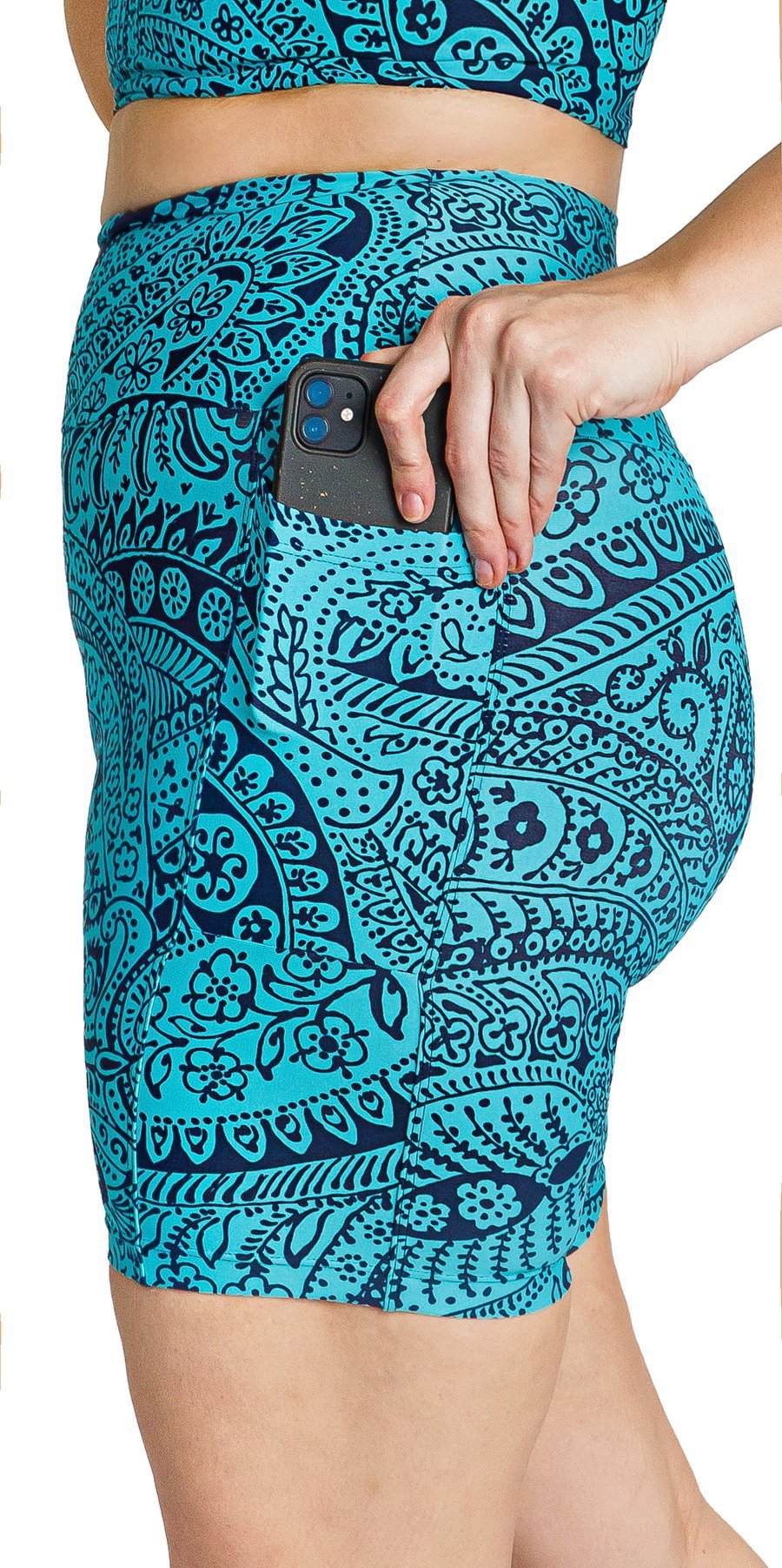 Carra Lee Active Shorts Paisley Tide Eco Midi Shorts with Pockets