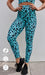 Carra Lee Active Tights Aqua Leopard Eco Ultra High Waist Leggings