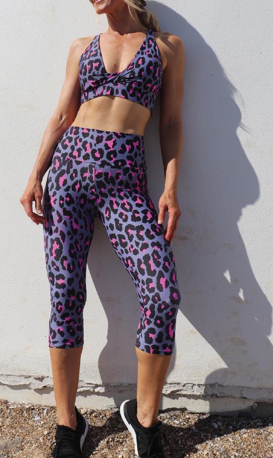 Carra Lee Active Tights Pink Leopard Capri Leggings