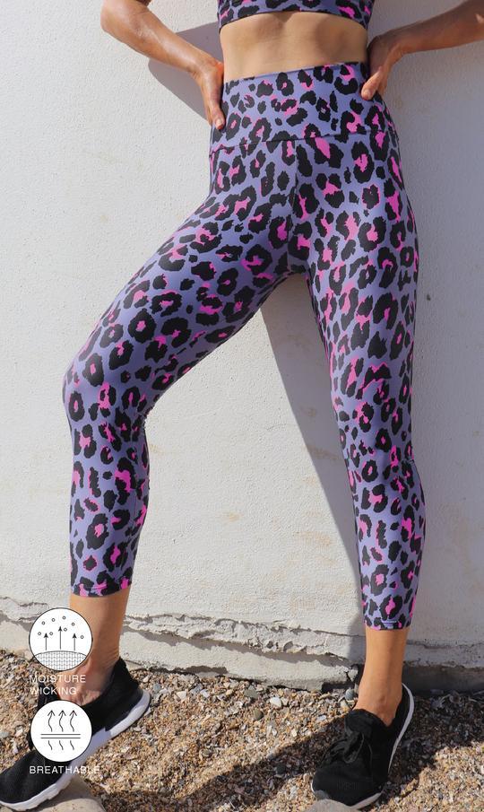 Carra Lee Active Tights Pink Leopard Ultra High Waist 7/8 Leggings