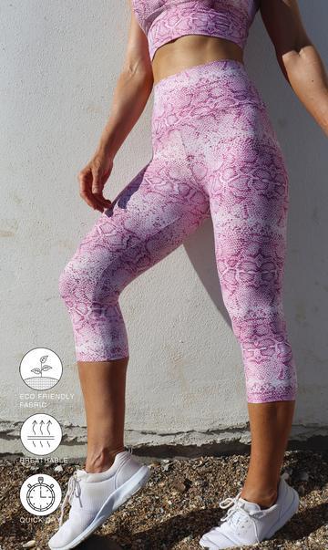 Carra Lee Active Tights Pink Snake Eco Capri Leggings