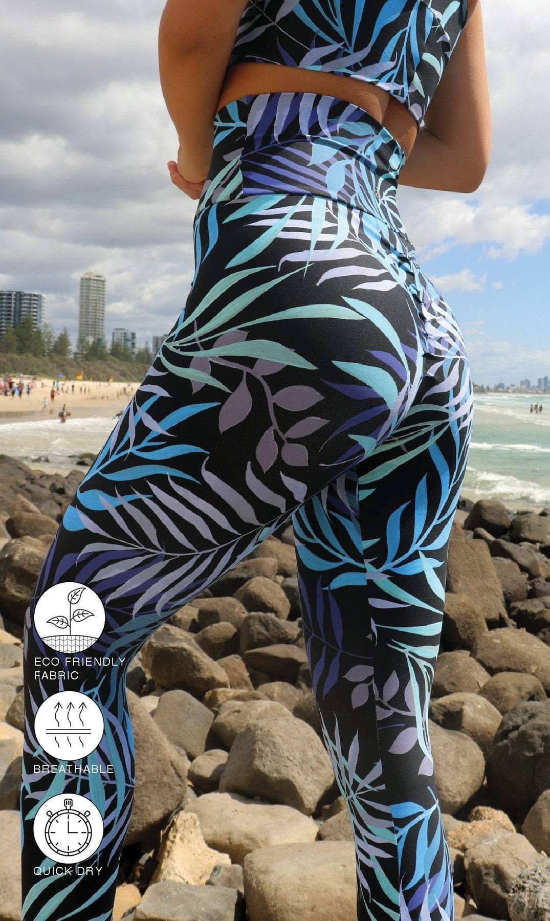 Carra Lee Active Tights Tropical Palm Scrunch Bum Leggings