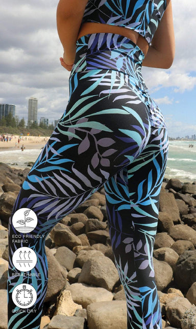 Carra Lee Active Tights Tropical Palm Scrunch Bum Leggings