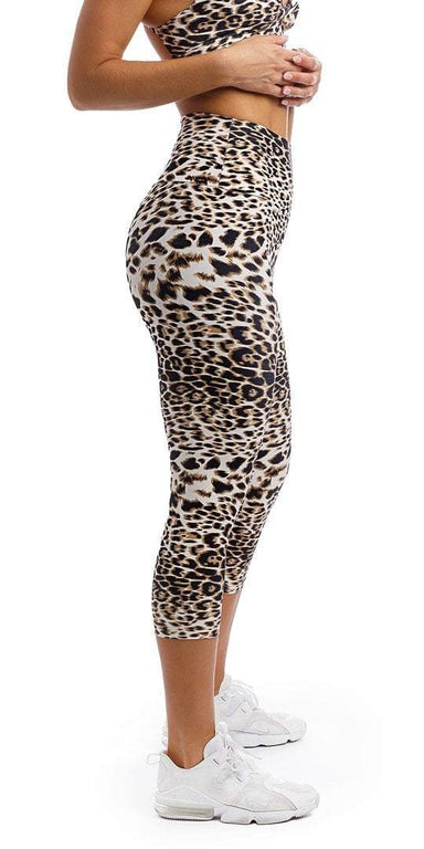 Carra Lee Active Tights White Cheetah Capri Leggings