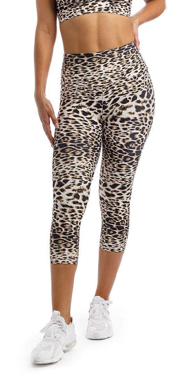 Carra Lee Active Tights White Cheetah Capri Leggings