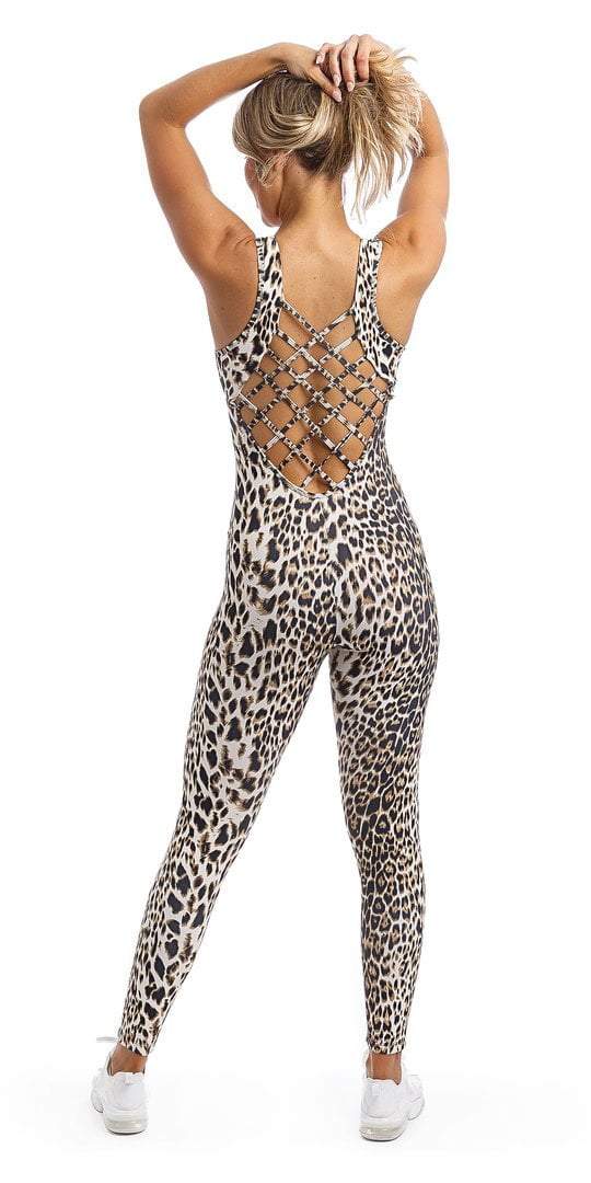 Carra Lee Active Unitard White Cheetah Unitard